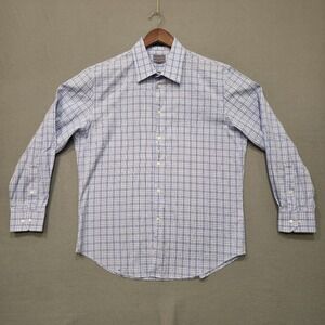 Calibrate Men's Blue Trim Fit Non-Iron Long Sleeve‎ Dress Shirt Size 16.5-32/33